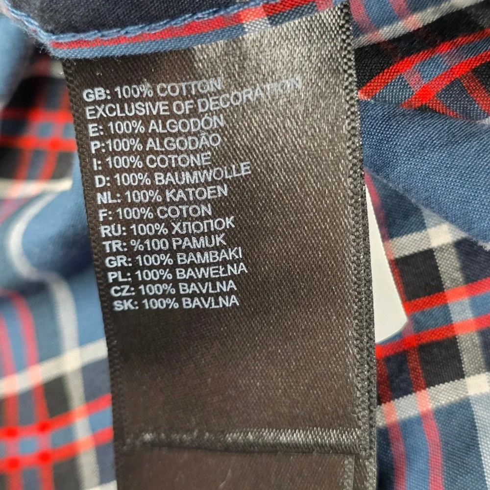 The‎ North Face Button Down Shirt Mens XL Blue Red Plaid Short Sleeve Cotton